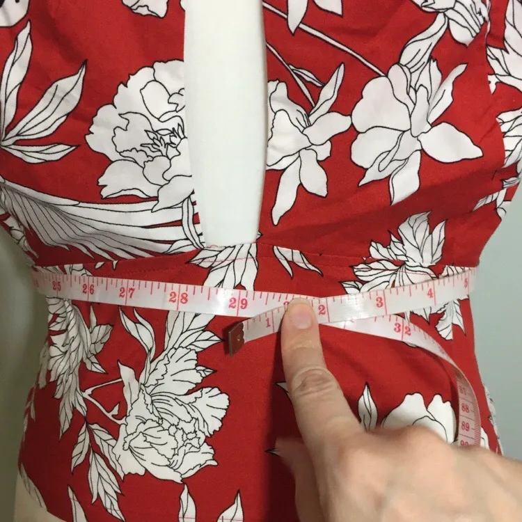 NWOT  Red White Floral Smocked Halter Top - Image 6