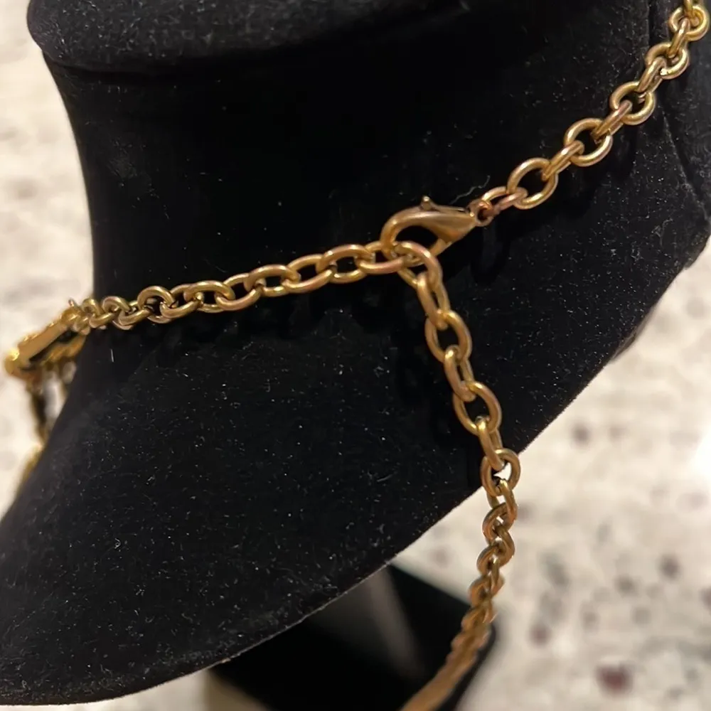 Boho Gypsy coins necklace in gold tone metal and rhine stones - Image 7