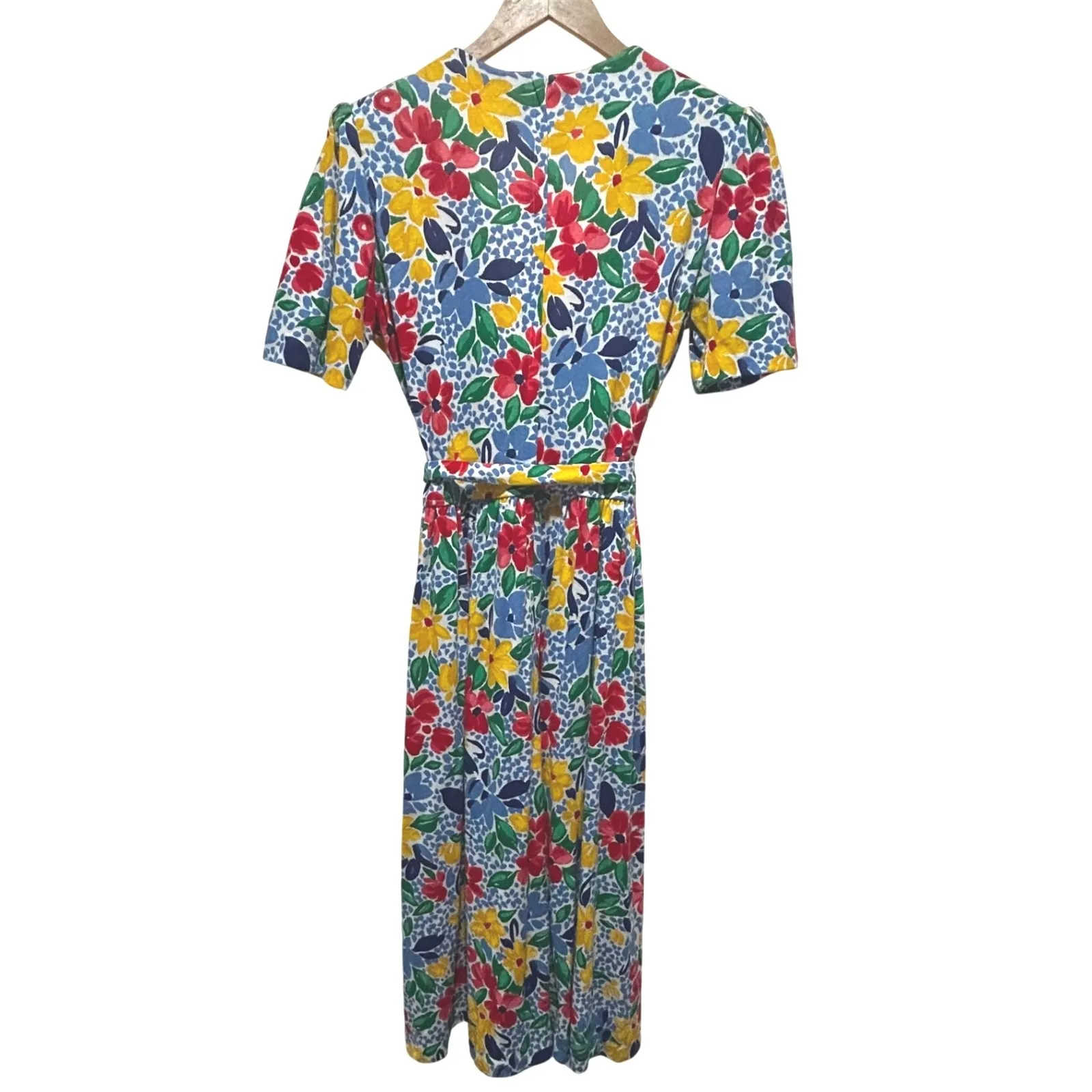 Vintage Gary Boyer‎ Collections Floral Dress Size 14 Short Sleeve Belted Midi - Image 4