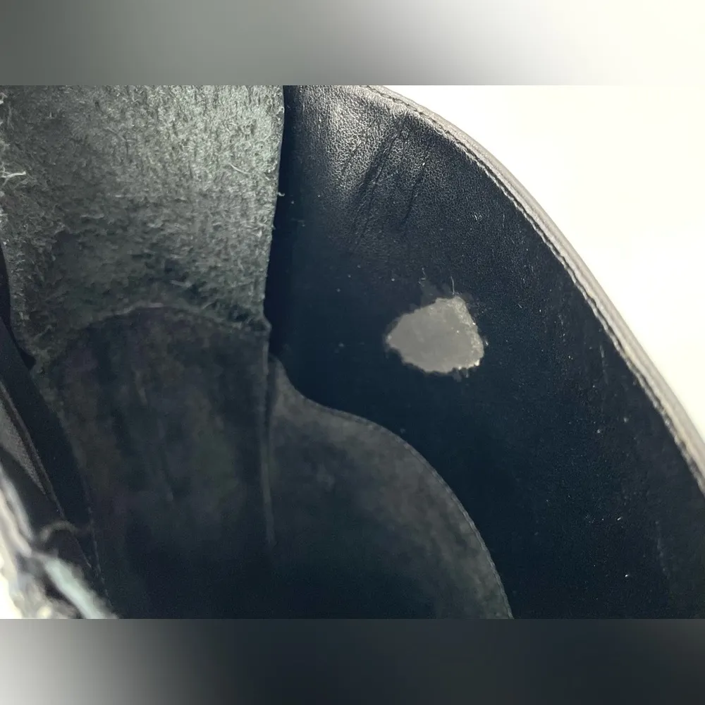 Franco Sarto Women’s 5.5 Black Leather Tall Riding Zip Boots Lace Back N… - Image 8