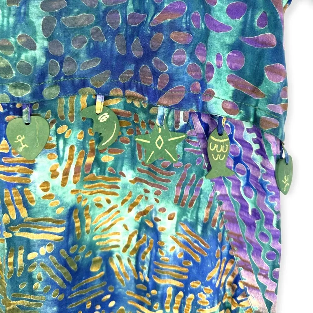 Tropical Tantrum | XS | VINTAGE Natural Rayon Batik Print Hawaiian Charm Dress Purple - Image 5
