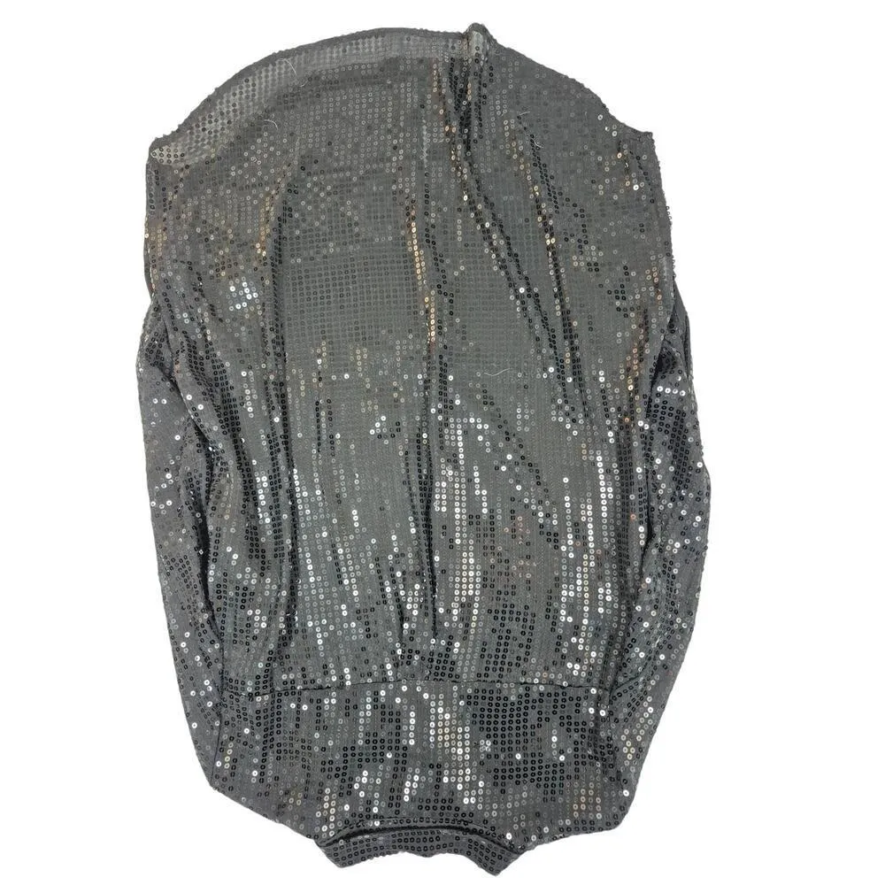 DKNY sheer black fully sequined shirt Blouse tunic Sz m/L Party Cocktail Formal - Image 6