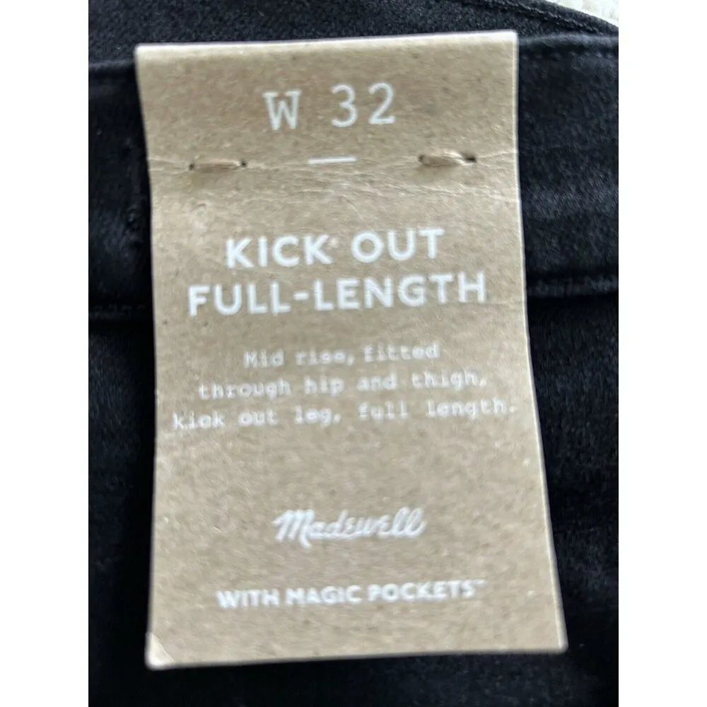 Madewell Womens Mid-Rise Full Length Kick Out Black Denim Jeans Size 32 - Image 15