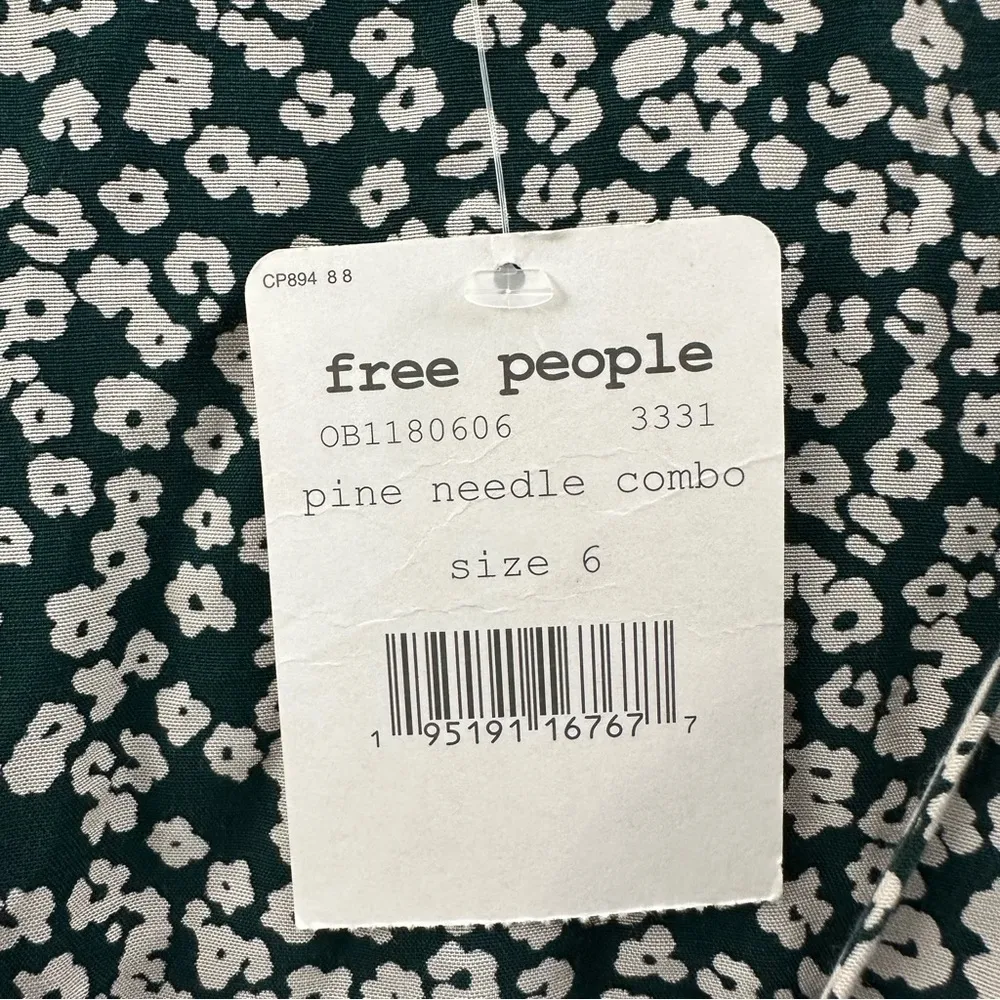 NWT Free People Kinsley Wrap Dress Pine Needle Combo Floral Green Mini Women's 6 - Image 10
