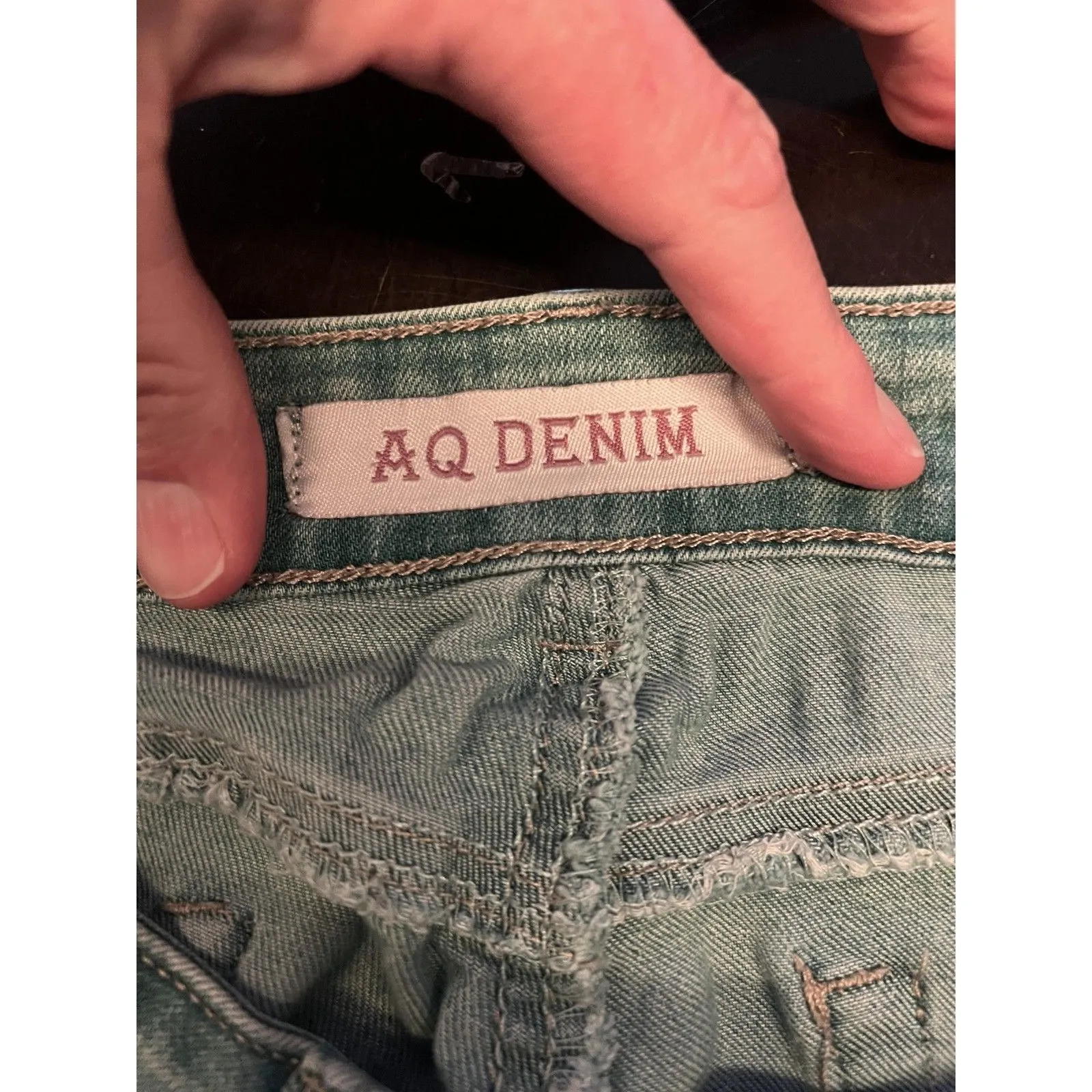 AQ Denim Shorts Womens 9 Blue Distressed Denim Bermuda Cutoff Raw Hem Casual Size undefined - Image 3