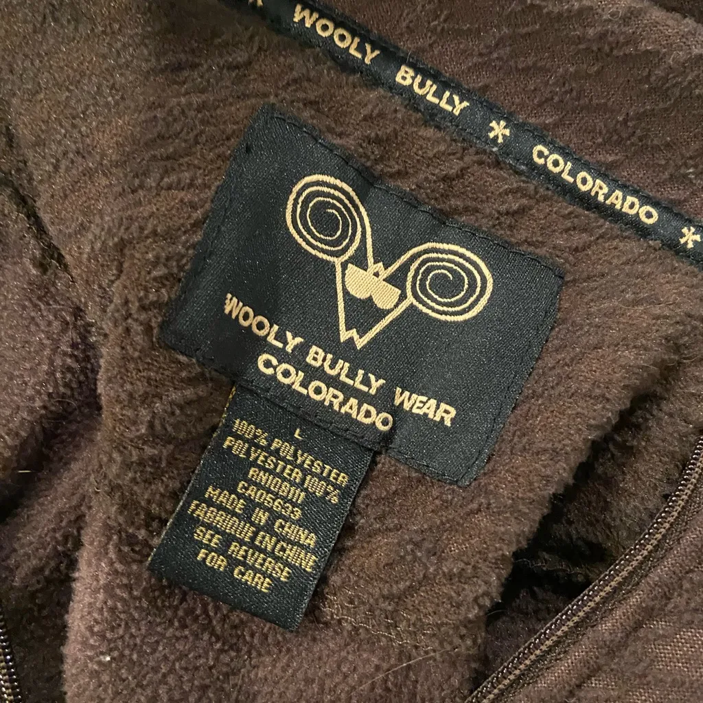 Wooly Bully Wear Size L Brown Waffle Fleece Quarter Zip Mock Neck Pullover Top Size L - Image 9