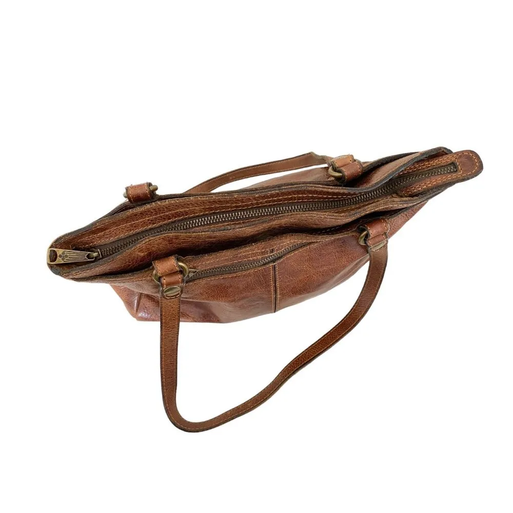 Patricia Nash Poppy Leather Satchel Bag, Heritage Tan Brown Shoulder Purse Tote - Image 7