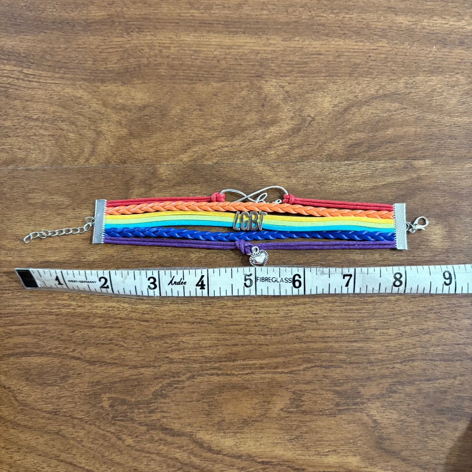 LGBT Rainbow Bracelet Love Infinity Charm Pride Layered Jewelry Unisex‎ 7.5" Silver - Image 3