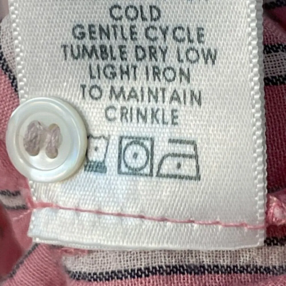 Xirena Scout Gauze Cotton Long Sleeve Button Down Pink/Grey Stripe XS Pink - Image 4