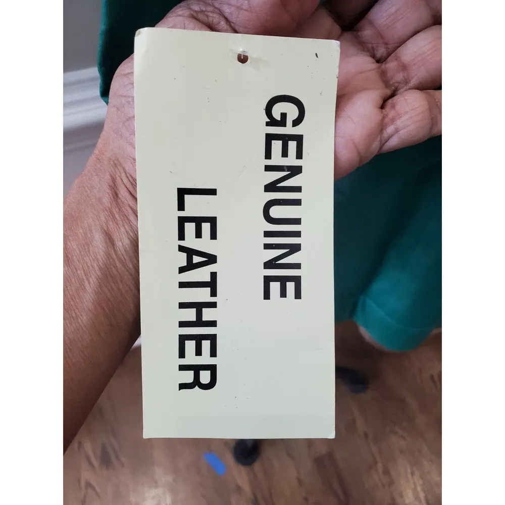 Jessica London Women's Teal Leather Long Sleeve Two Way Zipper Jacket Size 14 - Image 9