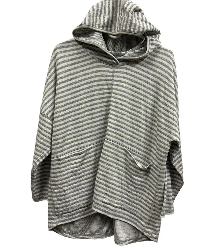 Iridium Reverse Striped Lightweight Pima Cotton Patch Pocket Hoodie Peru Medium Gray - Image 7