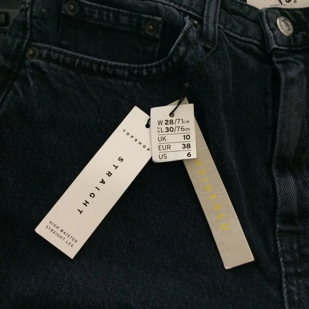 Topshop Raw Hem Crop Straight Leg Jeans In Blue Black - Image 5