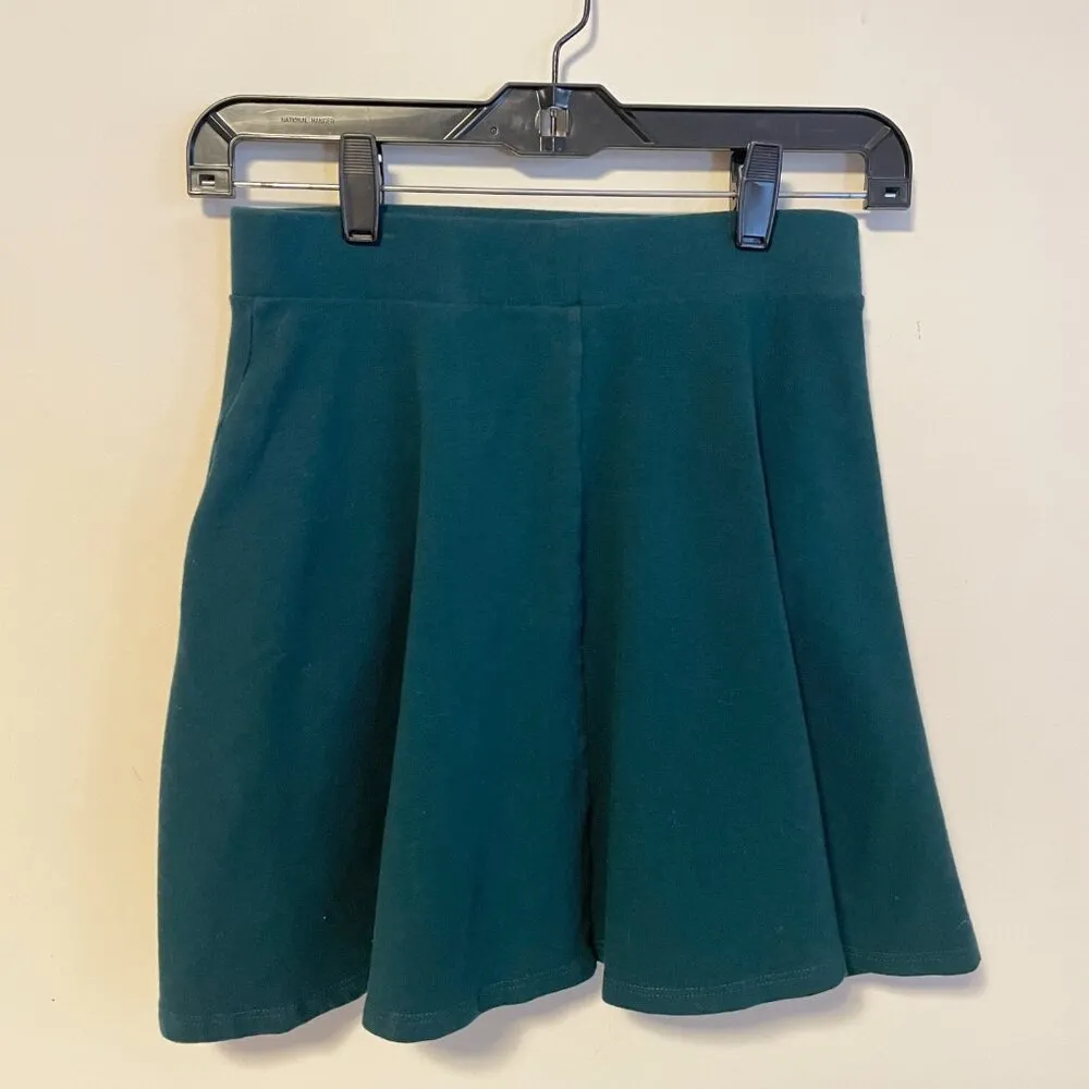 Forever 21 High Waist A Line Skater Flared Mini Skirt Teal Turquoise Size Small - Image 2