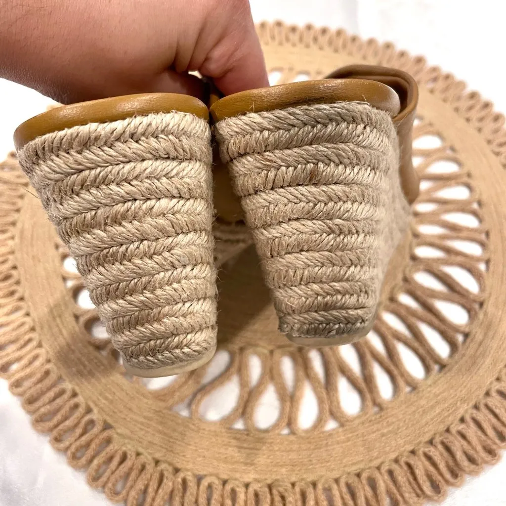 Vince Sylvia Knotted Espadrille Wedge Sandals Camel Leather Size US 9 - Image 7