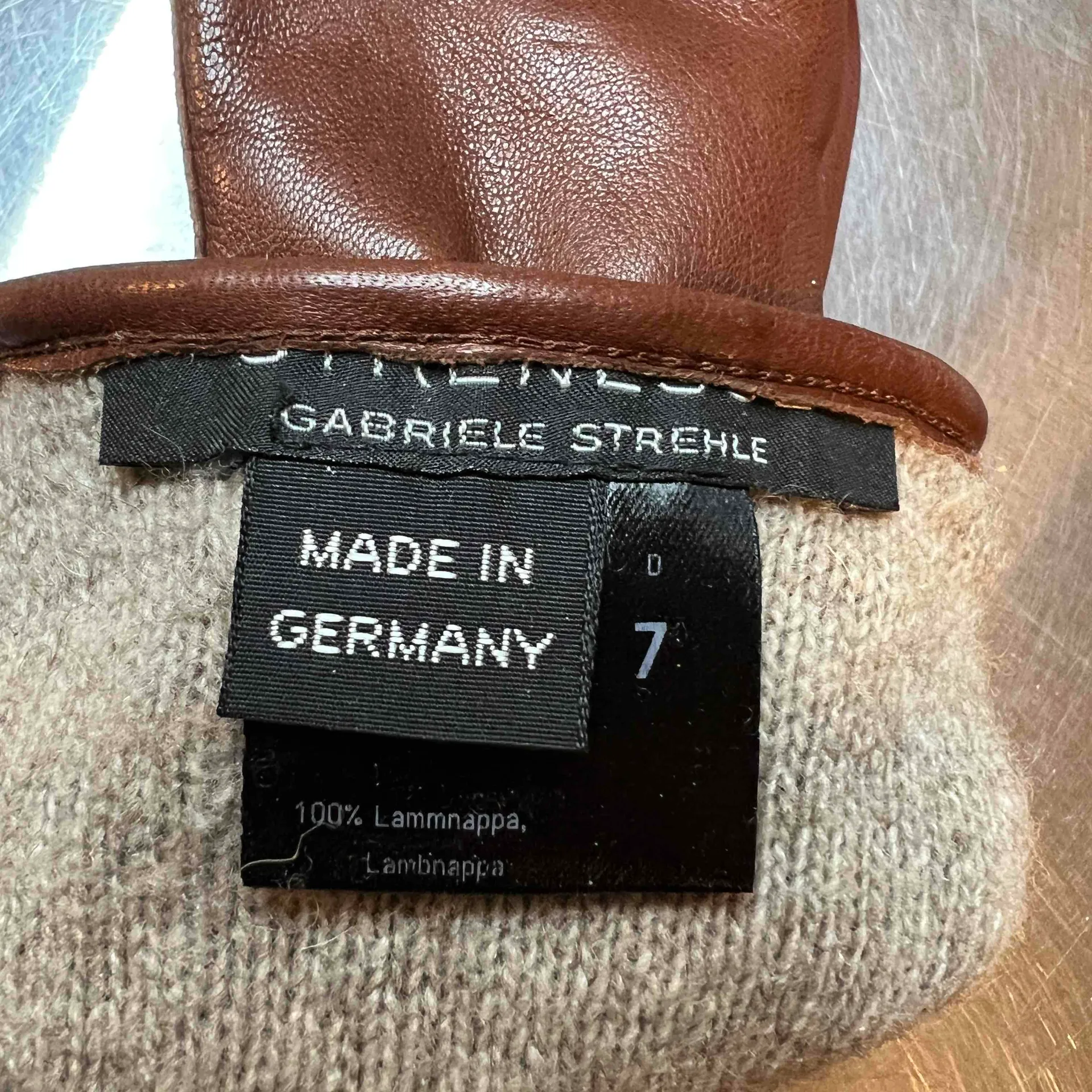 Gabriele Strehle Brown‎ Leather Dress Womens Size 7 Gloves Brown - Image 5