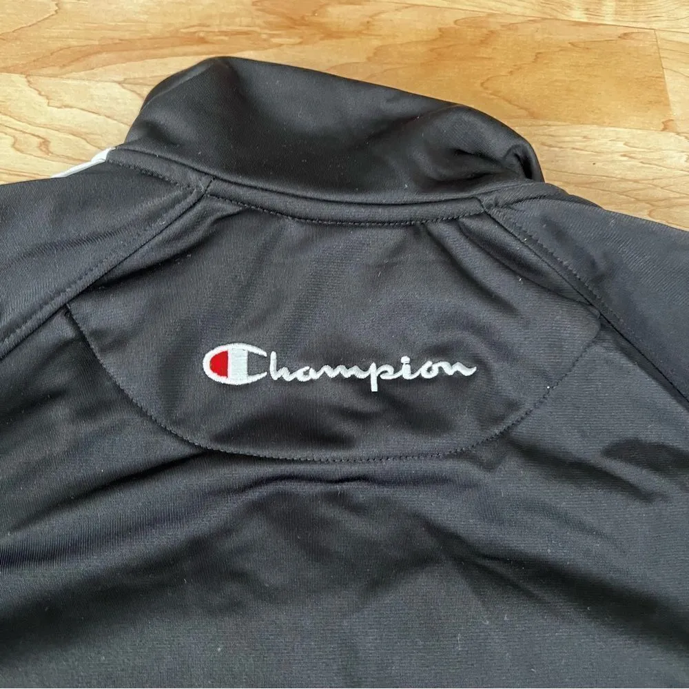 Champion Black and White Zip Up Track Jacket Women’s Medium - Image 3