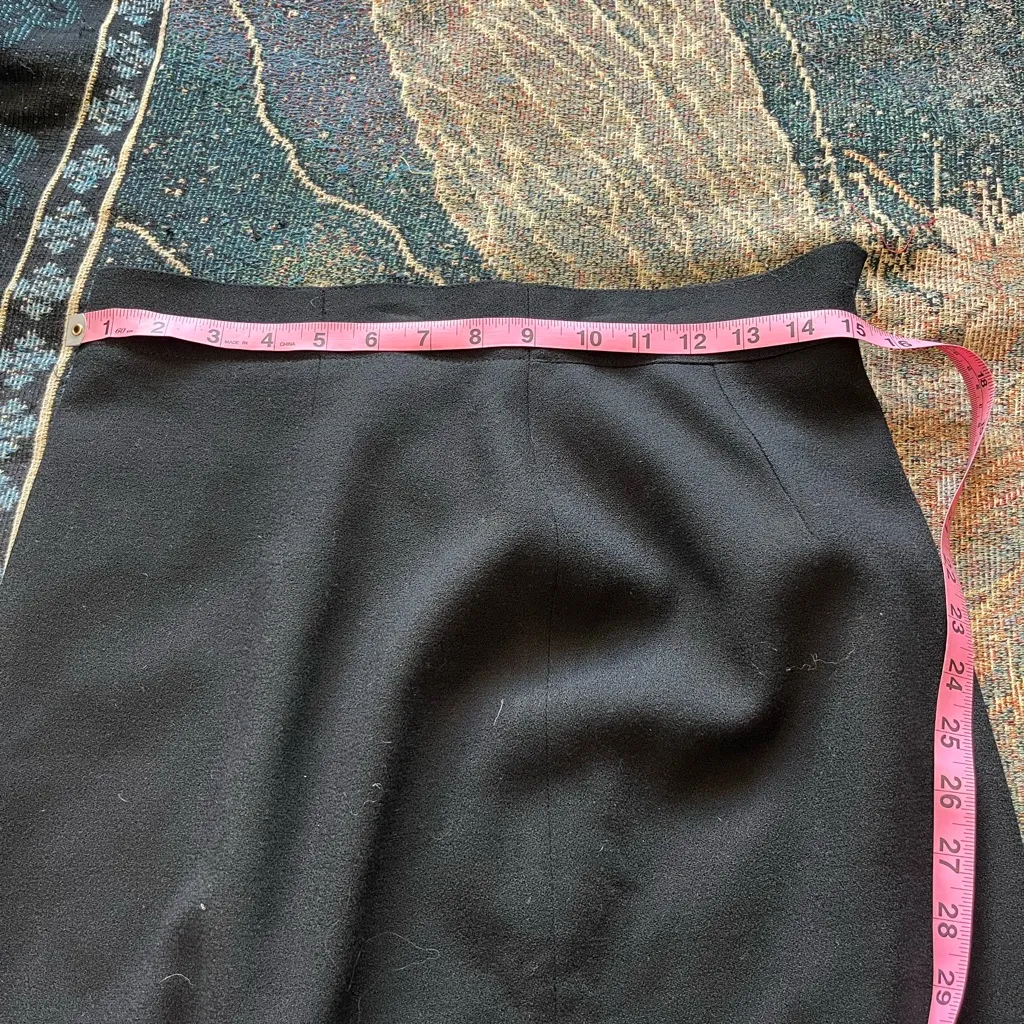 Vintage Gianni Sport Black Wool Midi Pencil Skirt 10 Minimalist Preppy Office - Image 15
