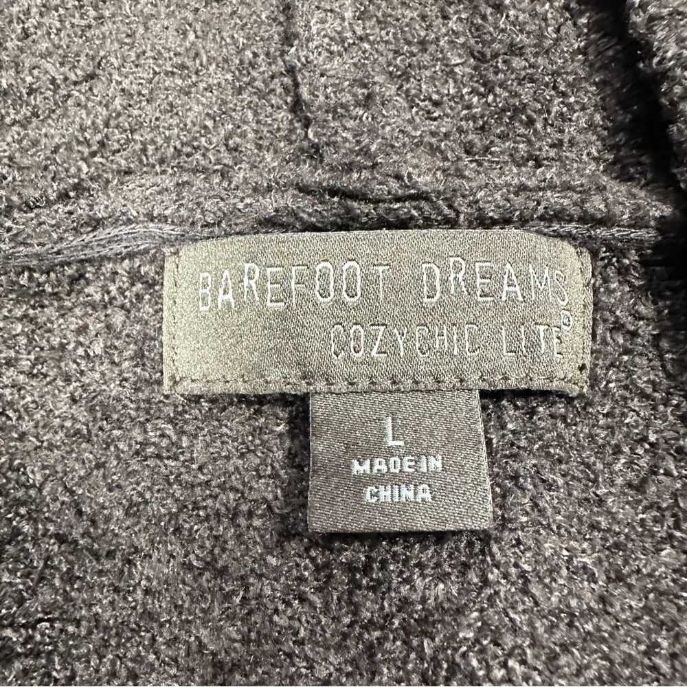 Barefoot Dreams CozyChic Lite Relaxed Hooded Cardigan Open Front Pockets Brown L - Image 9