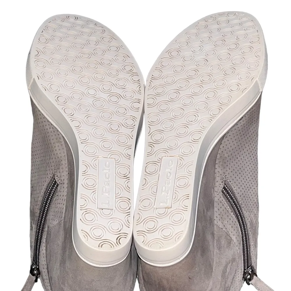 Linea Paolo Felicia Gray Perforated Suede Wedge Sneaker Booties Size 9.5 - Image 10