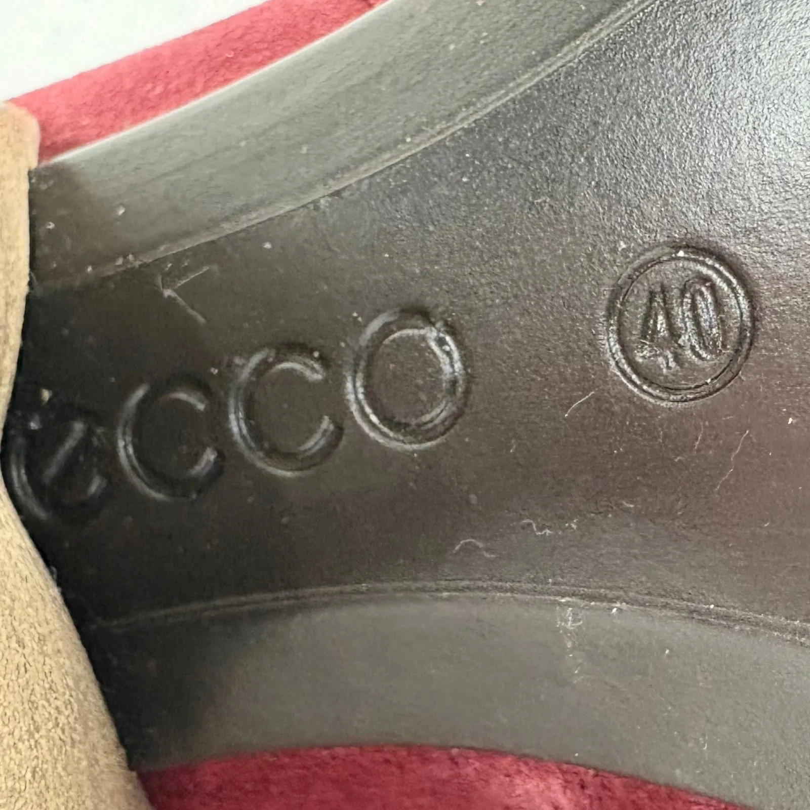 Ecco Shape 55 Western Ankle Boots Hydromax Side Zip Red Suede Block Heel Size 40 - Image 9