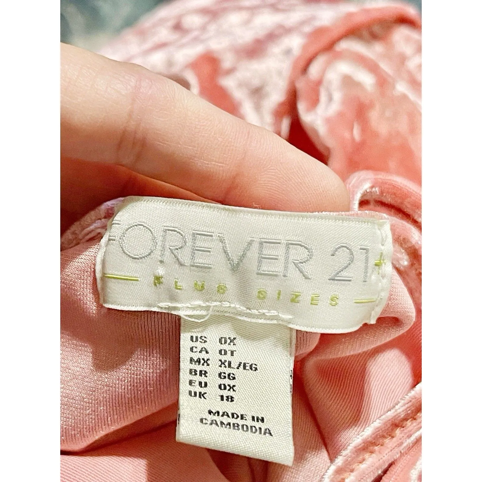 Y2K Forever 21 Womens Dress Plus Sz 0X Pink Crushed Velvet Skater Coquette 90's - Image 7