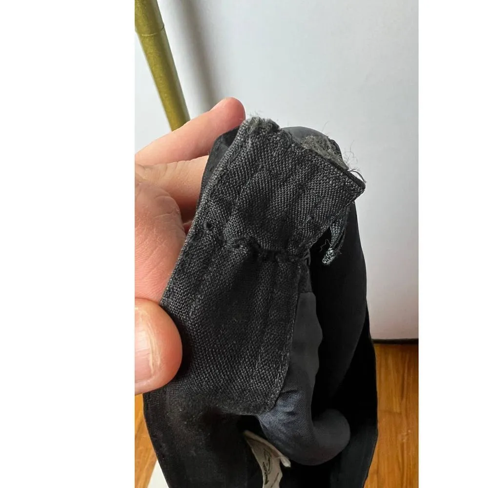 VTG Valentino Miss V Black Linen Skirt with Satin Waist Sz. 46 (US 16) - Image 7