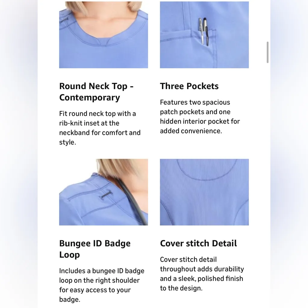 Cherokee Infinity Round Neck medical scrub Top - Contemporary Sz small gray NWT - Image 8