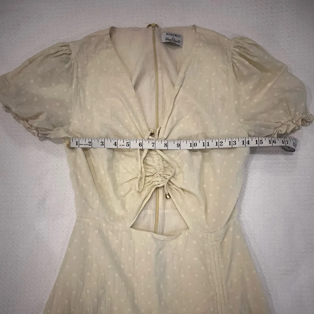 Runaway The Label Ditsy Yellow Lemon Polk-a-dot Cotton Mini Dress Sz Medium FLAW - Image 11