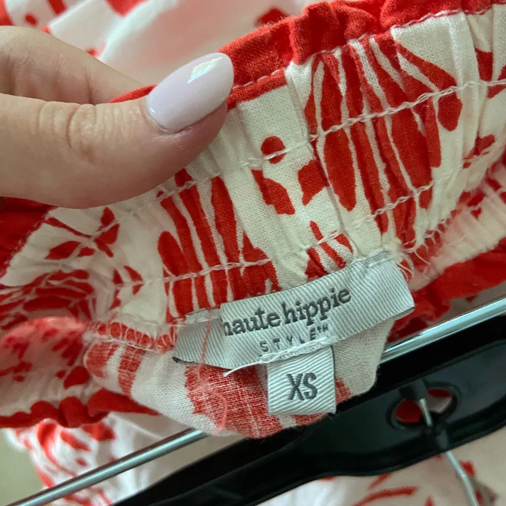 Haute Hippie Red and White Tiered Midi Skirt Resort Wear - Image 3