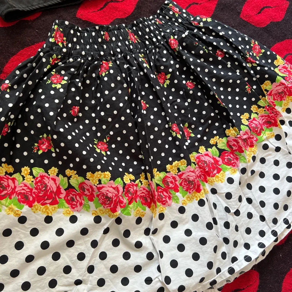 Bonne chance collections retro black white bow polka dot roses two piece S - Image 3
