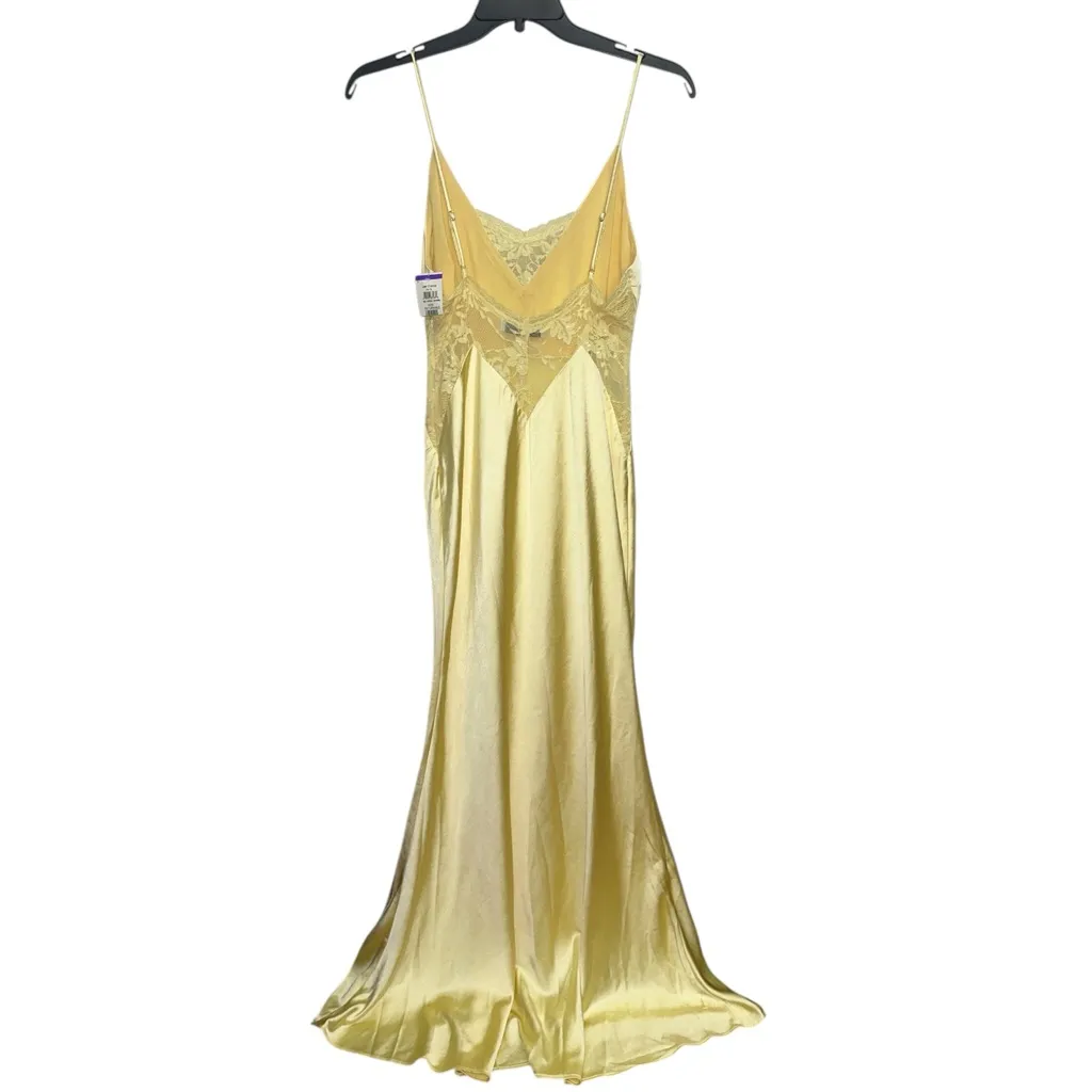 Petal And Pup Solstice Maxi Dress Size Large Yellow Satin Lace Party Event Flaw - Image 5