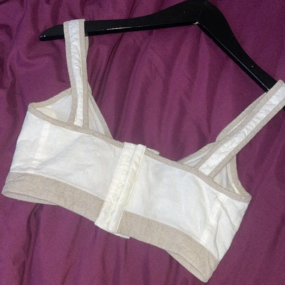 MESHKI Zinnia Linen Crop Top Bralette MINIMALIST RESORT XXS - Image 6