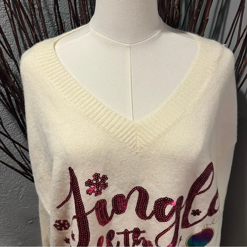🎄EMMA & GRACE CREAM “JINGLE ALL THE WAY” CHRISTMAS SWEATER SIZE XL🎄 White - Image 3