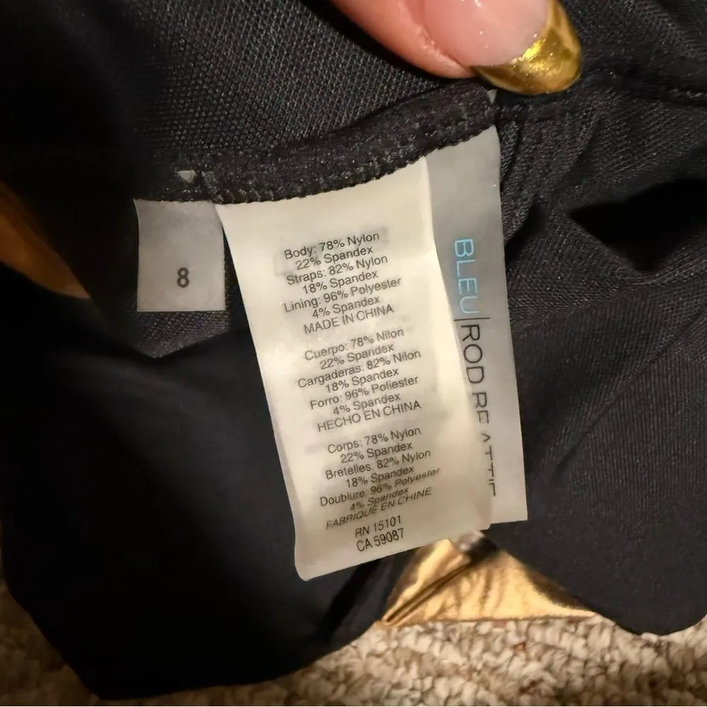 Bleu Rod Beattie Twisted-Front One-Piece Swimsuit Black Gold- Size 8 - Image 7