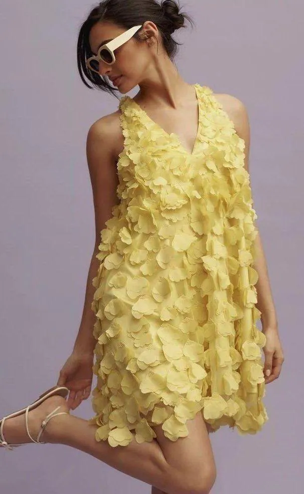 Anthropologie Maeve Sleeveless Floral Appliqué Mini Dress - Image 3