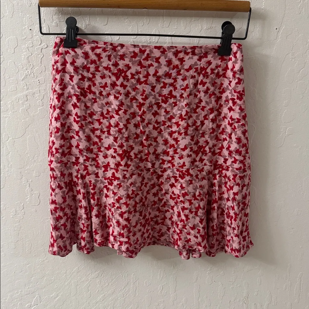 Motel Rocks BUTTERFLY Miniskirt Pink Red Side Zip Small - Image 3
