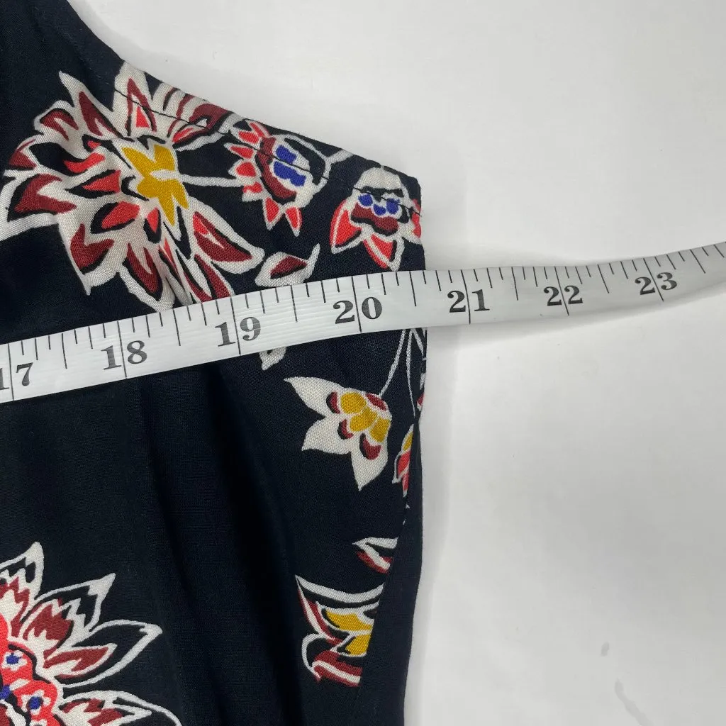 Black Floral V-Neck Cut-Out Back Midi Dress Sz L Boho Casual - Image 5