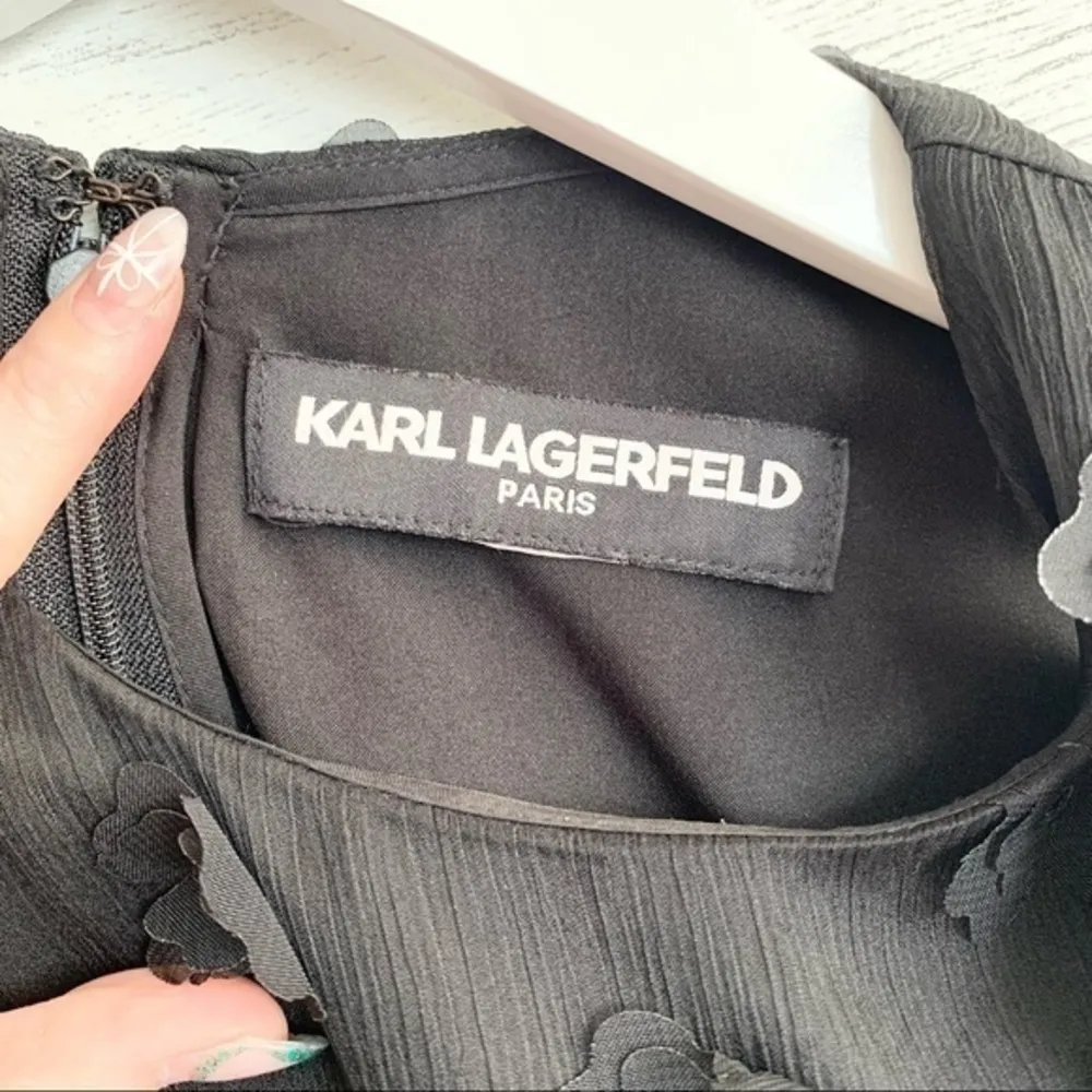 Karl Lagerfeld Black 3d Flower Embellished Floral Dress - Image 3