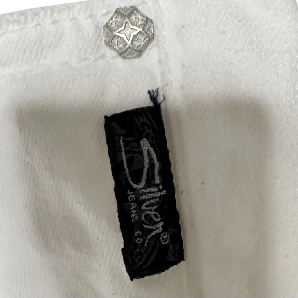 SILVER WHITE CROPPED SUKI MID-RISE STRAIGHT LEG JEANS SZ 29/8 - Image 6