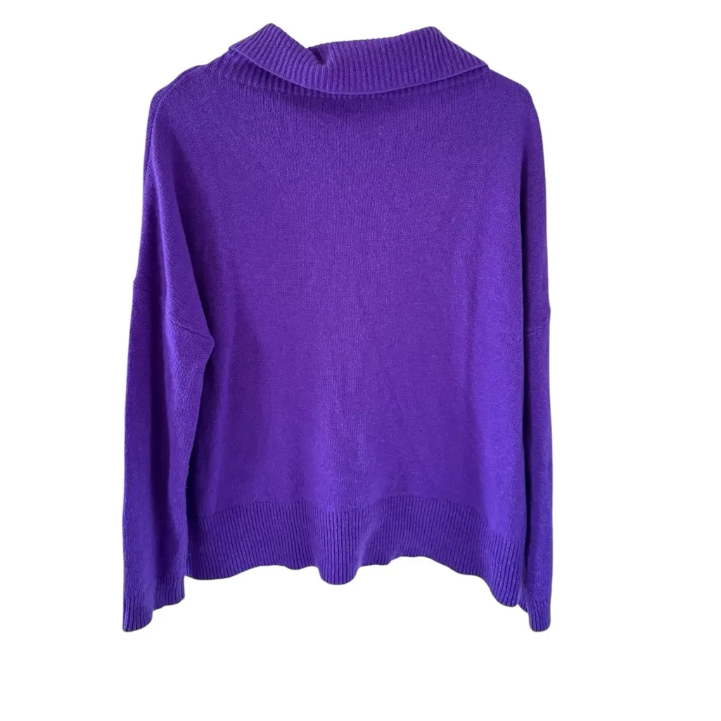 Eileen Fisher Purple Funnel Neck Yak & Merino Wool Sweater - Image 6