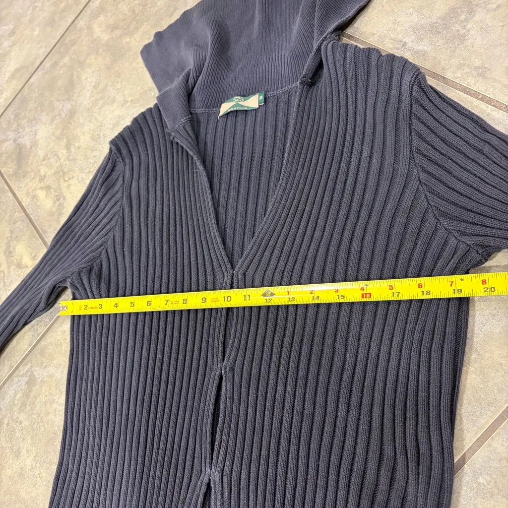 525 America Black Collar Ribbed Long Duster Sweater Cardigan Sz M Grunge Goth - Image 7