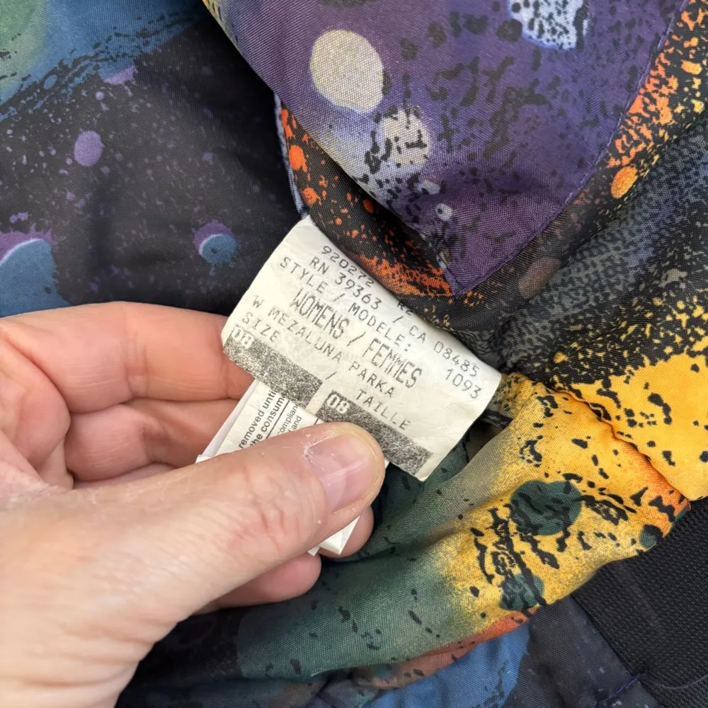 Roffe Vintage Metallic Belted Ski Skiing Jacket w/ Sunburst Pattern Women’s 90’s Blue Size 8 - Image 5