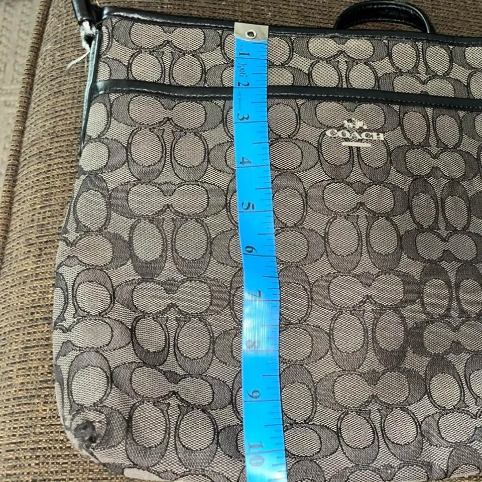 Coach Black and Gray Signature Crossbody Canvas Bag - Image 6