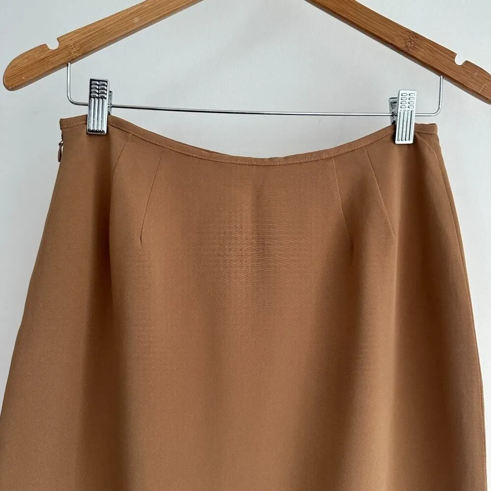 Valentino Miss V Pencil Skirt 28'' Minimalist Old Money Quiet Luxury Made Italy Brown - Image 4