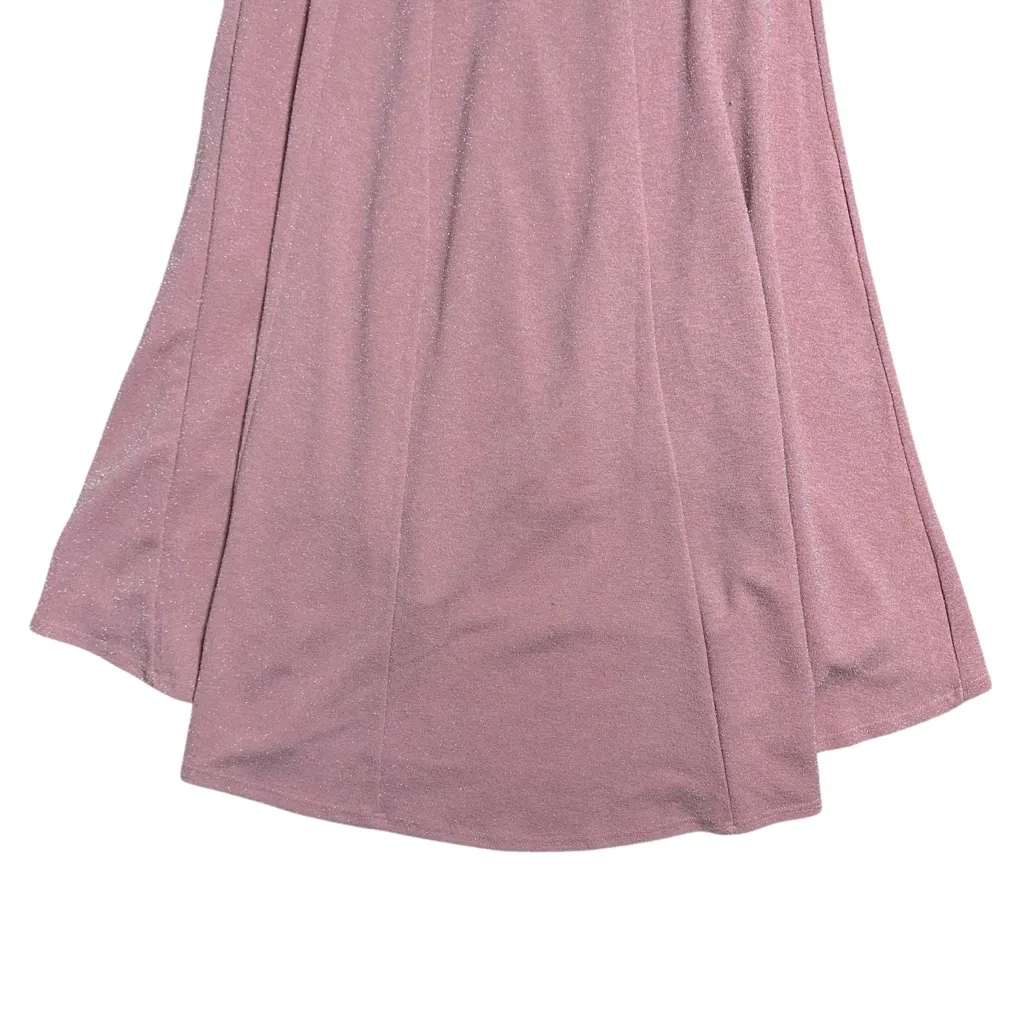 Bebe Rose Pink Shimmer Strapless Midi Flare Dress Womens L - Image 6