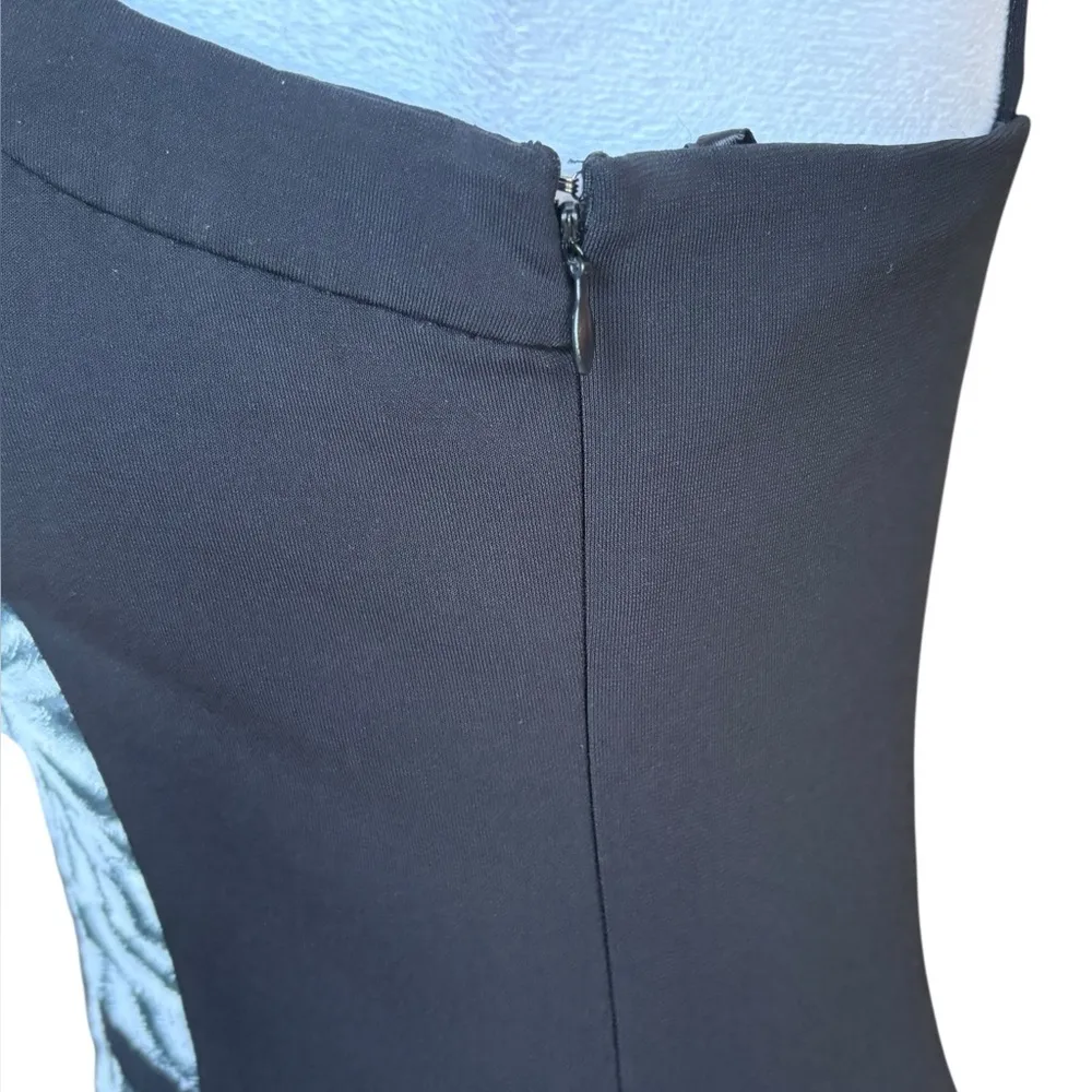 Nina Austin Silk Blend Cocktail Dress Knee Length Zebra Print Womens Size Small Black - Image 4