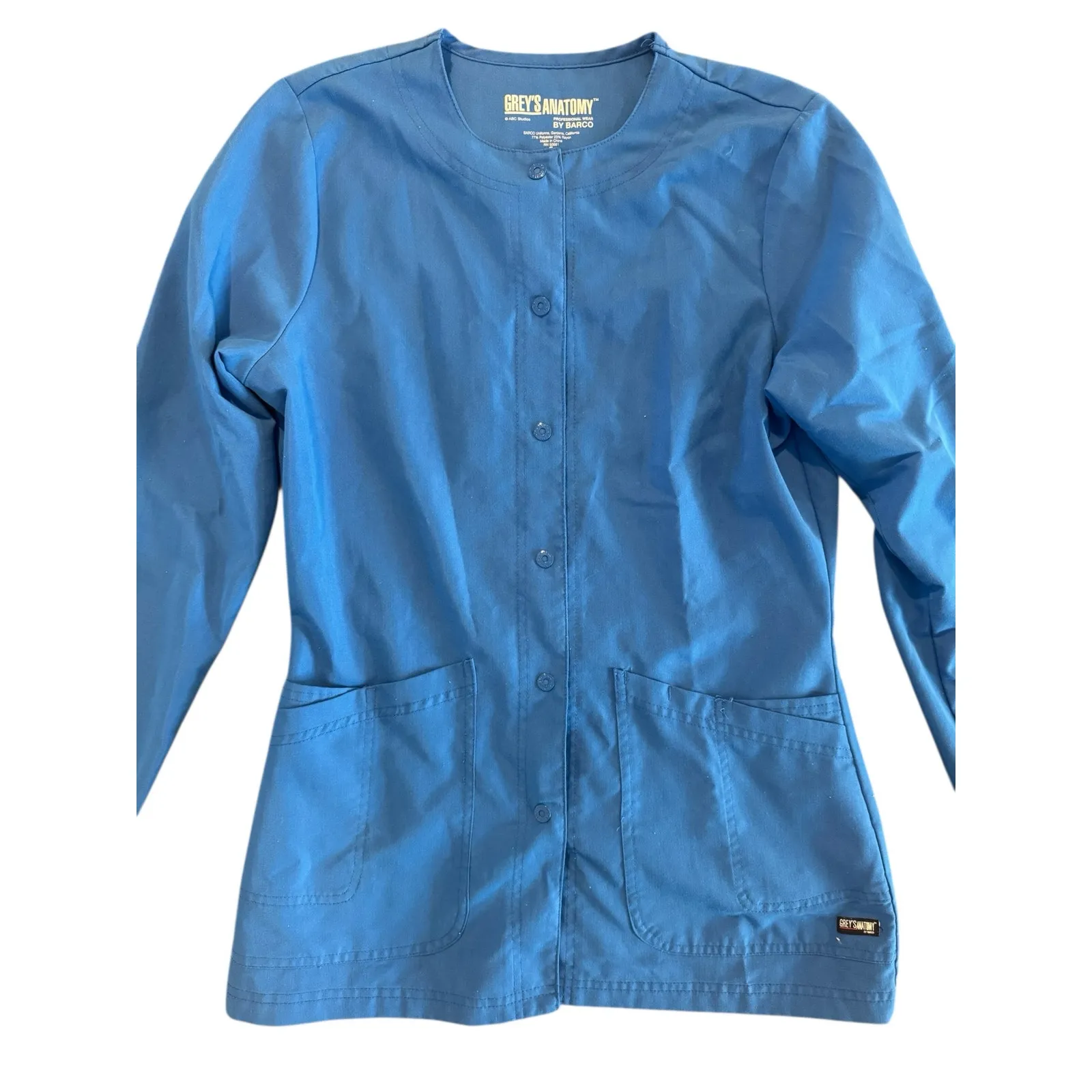 Grey’s Anatomy Blue Scrub Jacket Women’s Small Nursing Uniform Top - Image 3