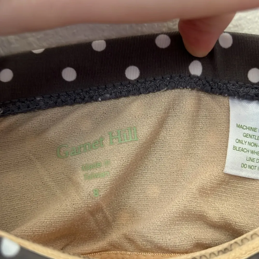 NWT Garnet Hill Asymmetric One Shoulder Ruffle Polka Dot Grey Swimsuit 8 - Image 5