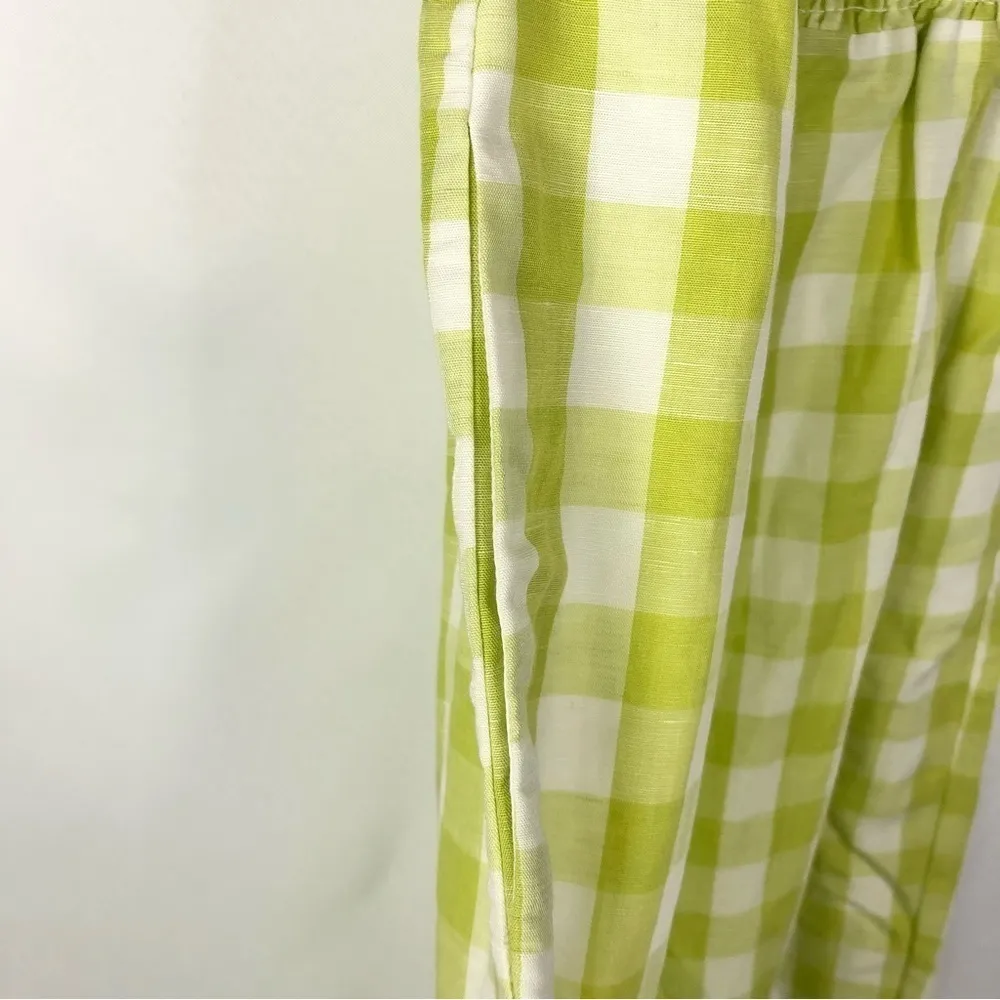House of Harlow 1960 Lime Green Gingham Plaid Wide Leg Jumpsuit XS - Image 4