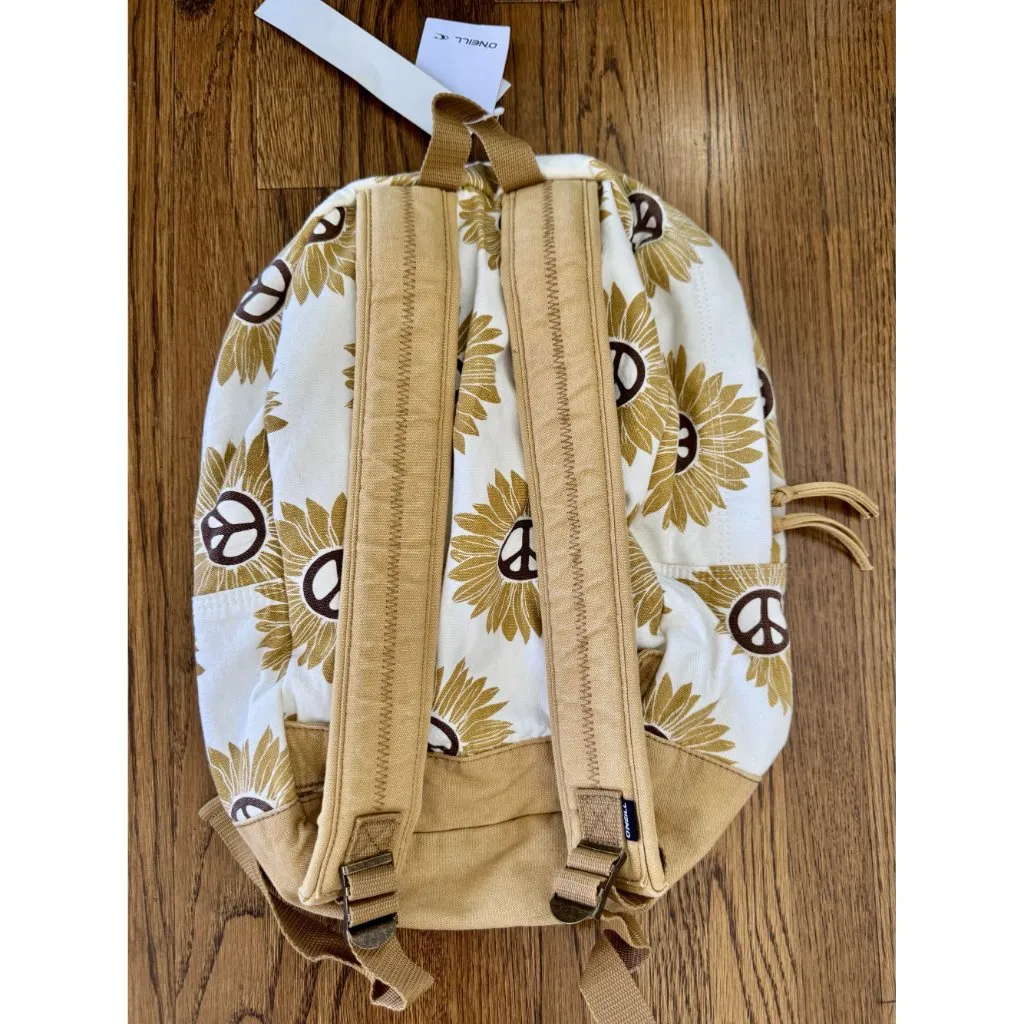 BNWT O'Neill Sunflower & Peace Sign Canvas Backpack With Adjustable Straps - Image 2
